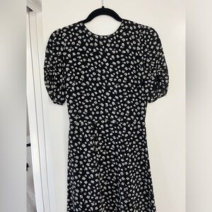 Reformation floral black 3/4 sleeve mini dress